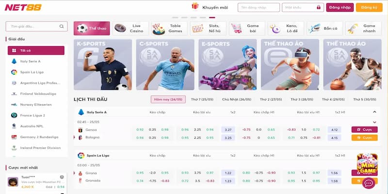Danh mục cá cược thể thao Net88