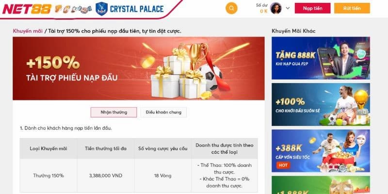 Hướng dẫn nhận khuyến mãi Net88